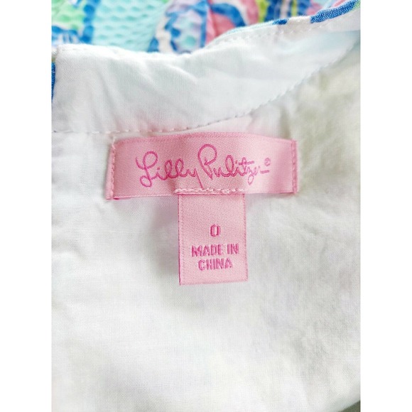 Lilly Pulitzer Delia Shift Dress 0 Cotton Multi Conch Republic Sleeveless Zip - Picture 12 of 12